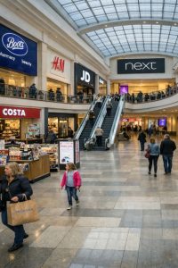 Busy shopping centre in the UK