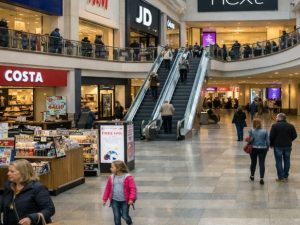 Busy shopping centre in the UK